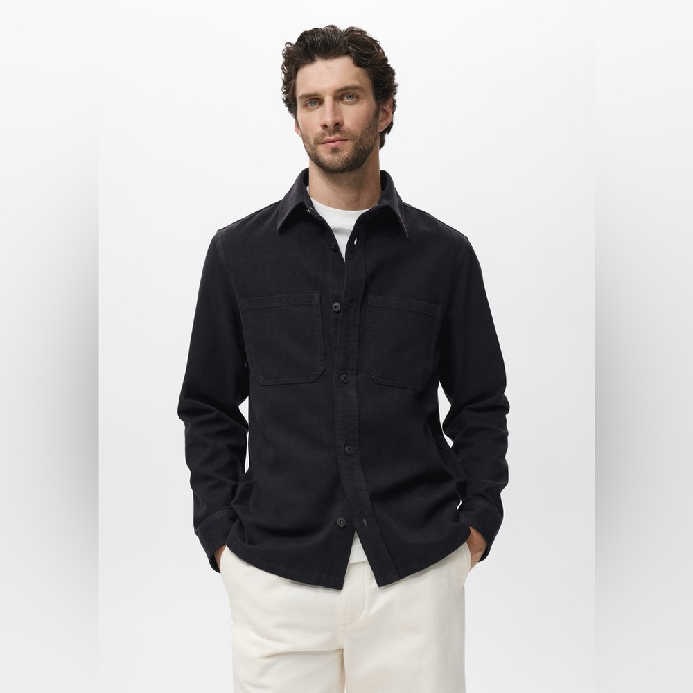 NWT MANGO Denim Overshirt With Pockets in Navy